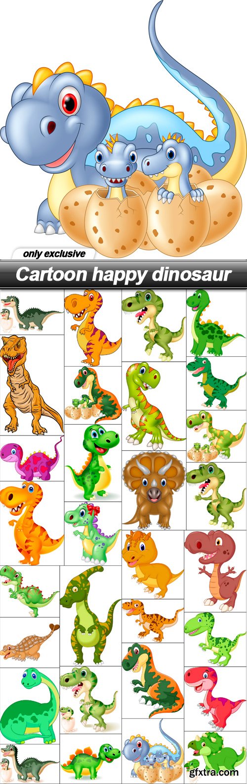 Cartoon happy dinosaur - 30 EPS