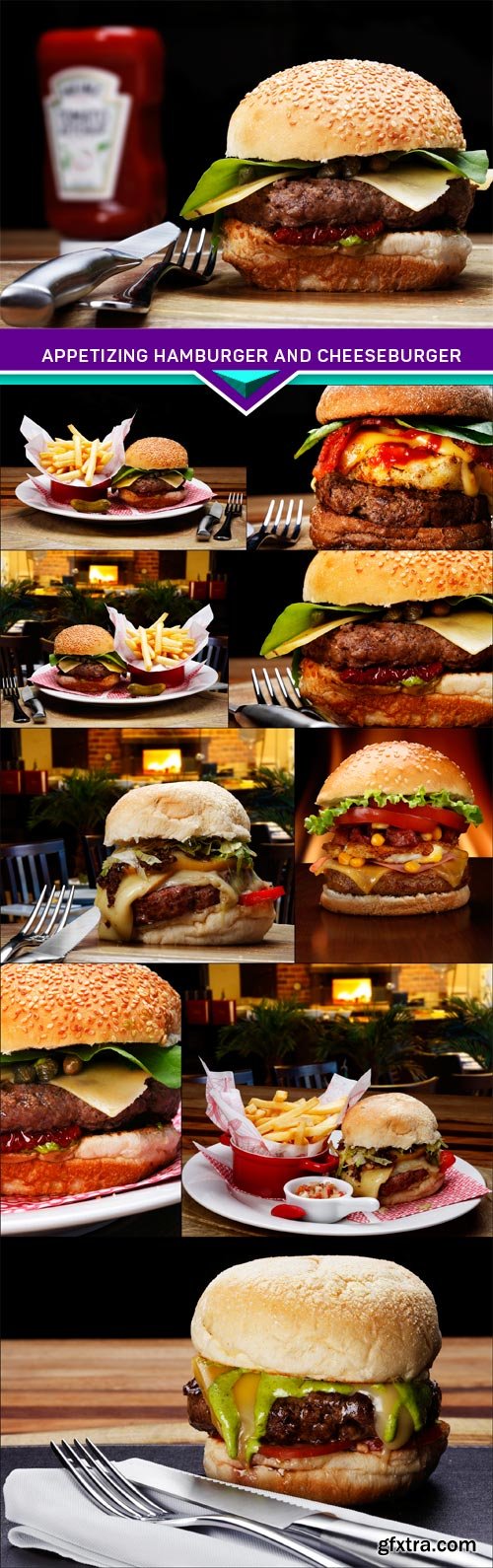 Appetizing hamburger and cheeseburger 10X JPEG