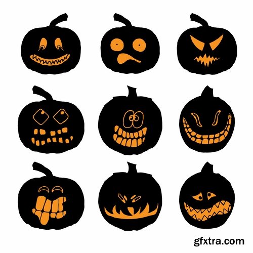 Collection of icon halloween witch pumpkin Thanksgiving 25 EPS