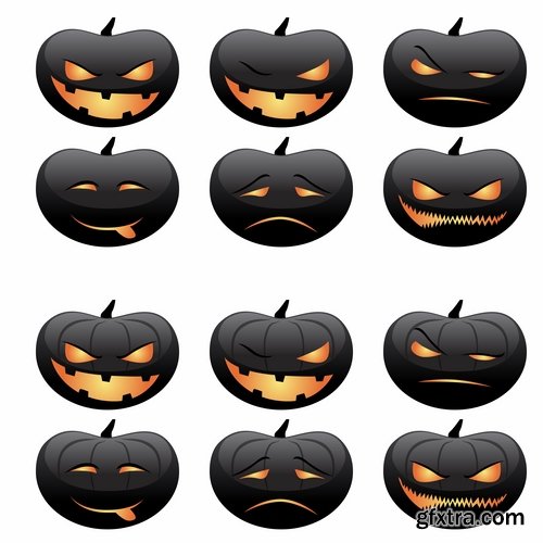 Collection of icon halloween witch pumpkin Thanksgiving 25 EPS