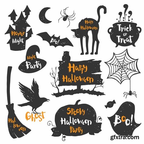 Collection of icon halloween witch pumpkin Thanksgiving 25 EPS