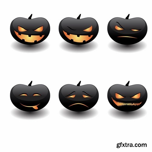 Collection of icon halloween witch pumpkin Thanksgiving 25 EPS