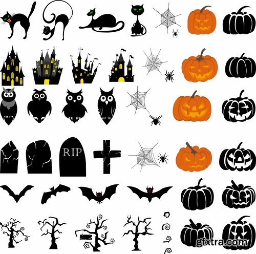 Collection of icon halloween witch pumpkin Thanksgiving 25 EPS