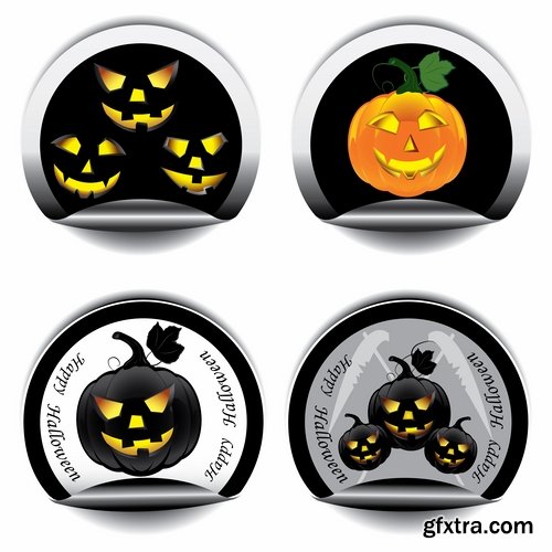 Collection of icon halloween witch pumpkin Thanksgiving 25 EPS