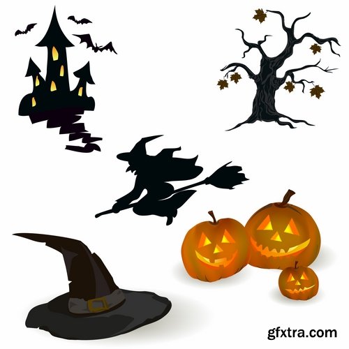 Collection of icon halloween witch pumpkin Thanksgiving 25 EPS