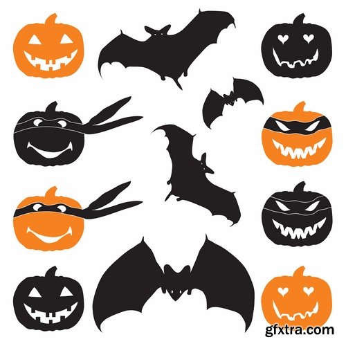 Collection of icon halloween witch pumpkin Thanksgiving 25 EPS