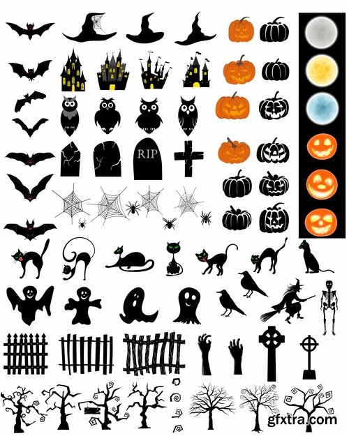 Collection of icon halloween witch pumpkin Thanksgiving 25 EPS