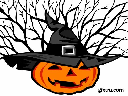 Collection of icon halloween witch pumpkin Thanksgiving 25 EPS