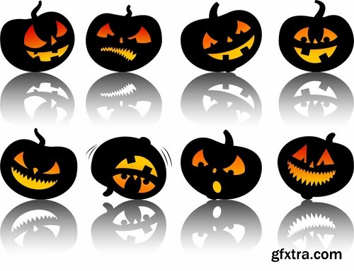 Collection of icon halloween witch pumpkin Thanksgiving 25 EPS