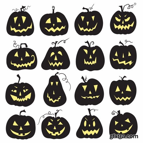 Collection of icon halloween witch pumpkin Thanksgiving 25 EPS