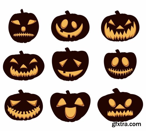 Collection of icon halloween witch pumpkin Thanksgiving 25 EPS