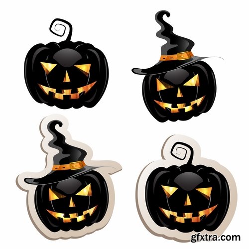 Collection of icon halloween witch pumpkin Thanksgiving 25 EPS