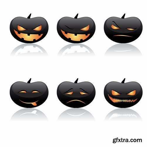 Collection of icon halloween witch pumpkin Thanksgiving 25 EPS