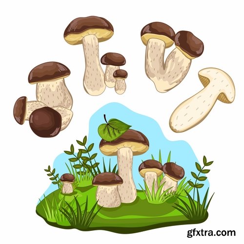 Collection of Mushrooms icon vector image 25 EPS