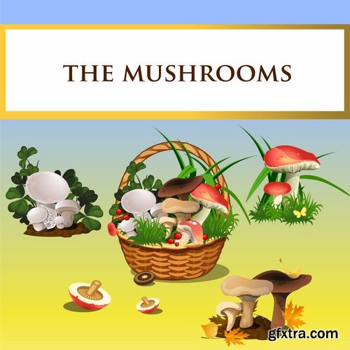 Collection of Mushrooms icon vector image 25 EPS