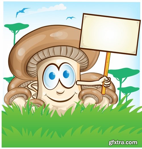 Collection of Mushrooms icon vector image 25 EPS