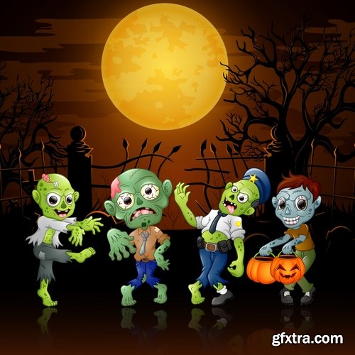 Collection of cartoon halloween costume thanksgiving day vector image 25 EPS