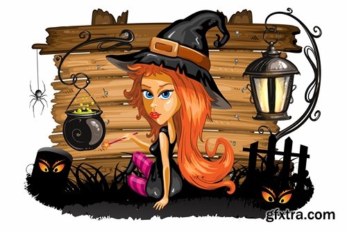 Collection of cartoon halloween costume thanksgiving day vector image 25 EPS