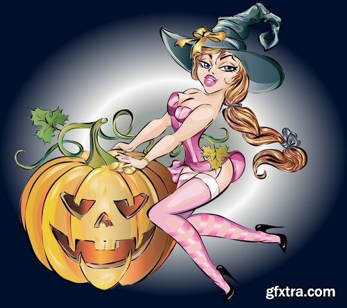 Collection of cartoon halloween costume thanksgiving day vector image 25 EPS