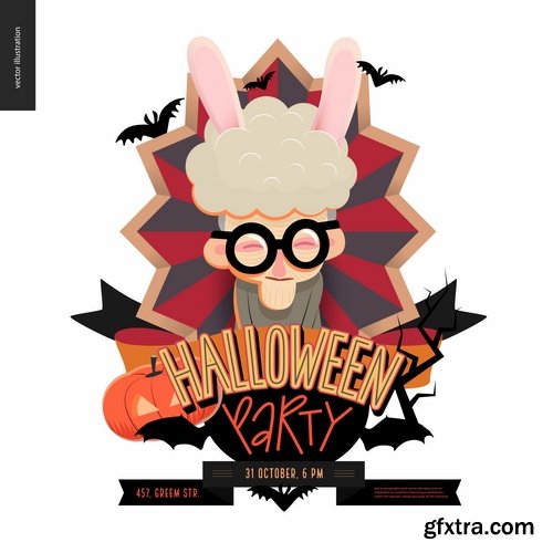 Collection of cartoon halloween costume thanksgiving day vector image 25 EPS