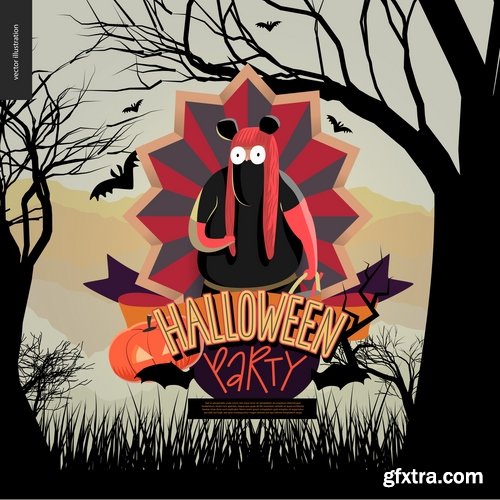 Collection of cartoon halloween costume thanksgiving day vector image 25 EPS