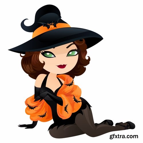 Collection of cartoon halloween costume thanksgiving day vector image 25 EPS