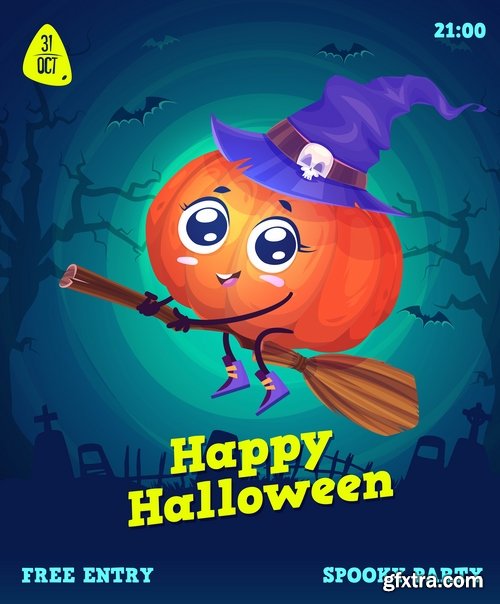 Collection of cartoon halloween costume thanksgiving day vector image 25 EPS