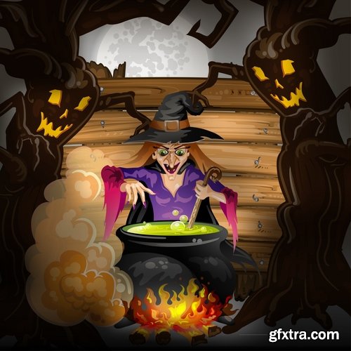 Collection of cartoon halloween costume thanksgiving day vector image 25 EPS