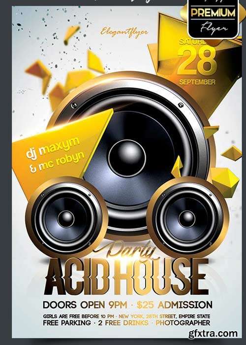 Acid House Flyer PSD V5 Template + Facebook Cover