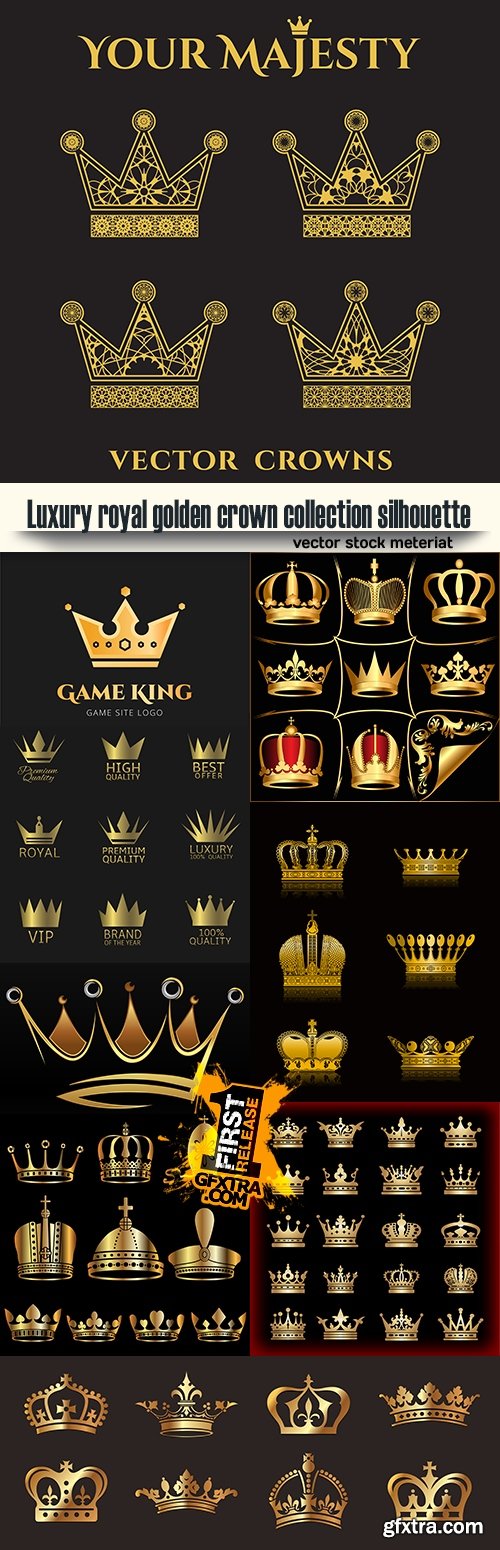 Luxury royal golden crown collection silhouette