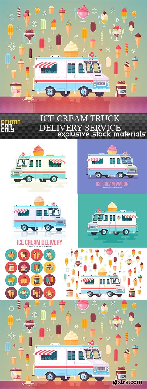 Ice cream truck. Delivery service, 7 x EPS