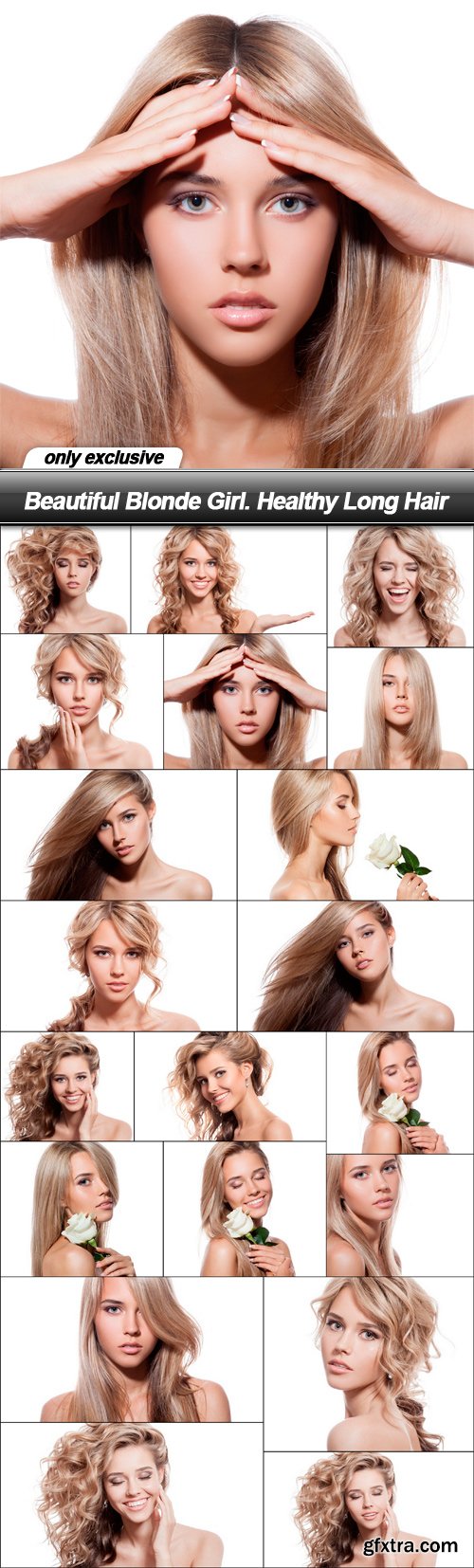 Beautiful Blonde Girl. Healthy Long Hair - 20 UHQ JPEG