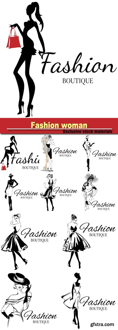 Fashion  woman, hand drawn vector illustration