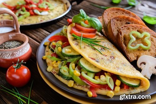 Collection of mushrooms fried dishes with mushrooms chicken salad omelette 25 HQ Jpeg