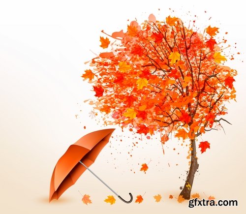 Collection of vector autumn background is a picture poster flyer banner leaf tree 5-25 EPS