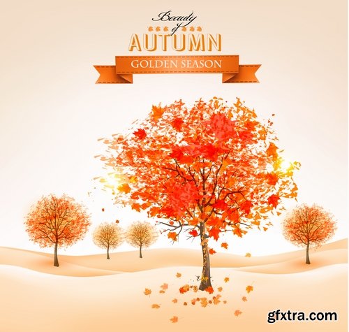 Collection of vector autumn background is a picture poster flyer banner leaf tree 5-25 EPS