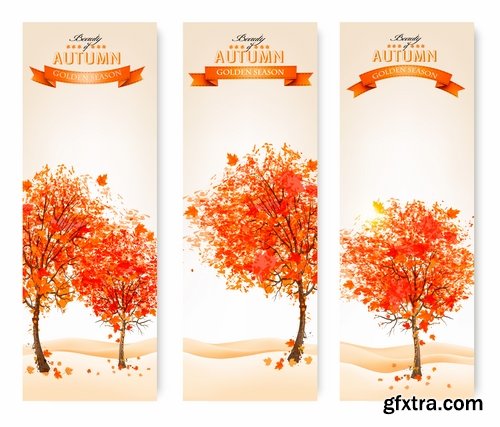 Collection of vector autumn background is a picture poster flyer banner leaf tree 5-25 EPS