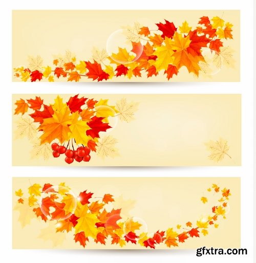 Collection of vector autumn background is a picture poster flyer banner leaf tree 5-25 EPS