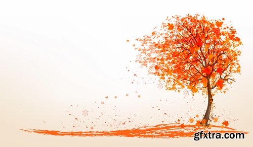 Collection of vector autumn background is a picture poster flyer banner leaf tree 5-25 EPS