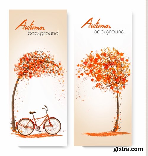 Collection of vector autumn background is a picture poster flyer banner leaf tree 5-25 EPS