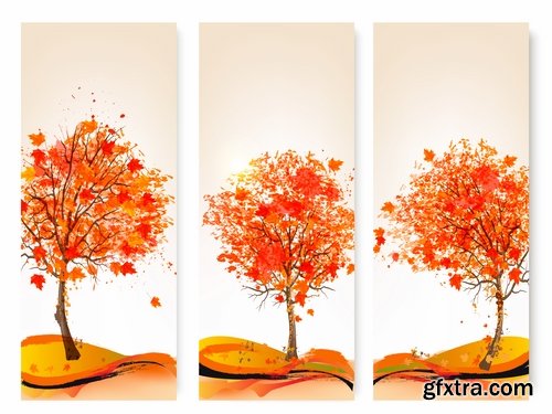 Collection of vector autumn background is a picture poster flyer banner leaf tree 5-25 EPS