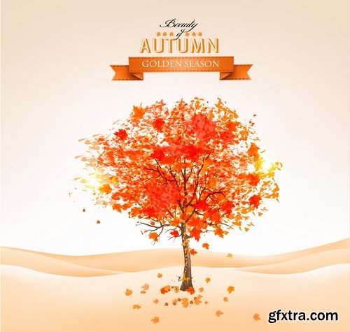 Collection of vector autumn background is a picture poster flyer banner leaf tree 5-25 EPS