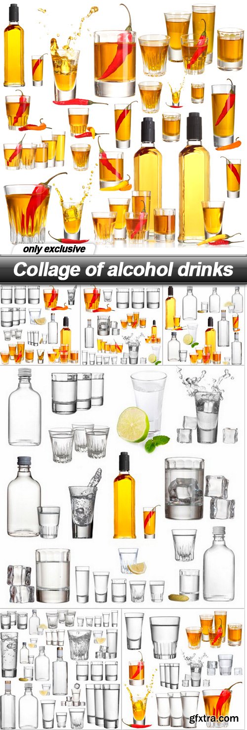 Collage of alcohol drinks - 7 UHQ JPEG