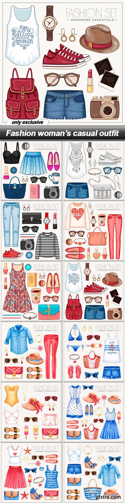 Fashion woman&rsquo;s casual outfit - 12 EPS