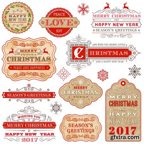 Collection of elegant christmas vector labels