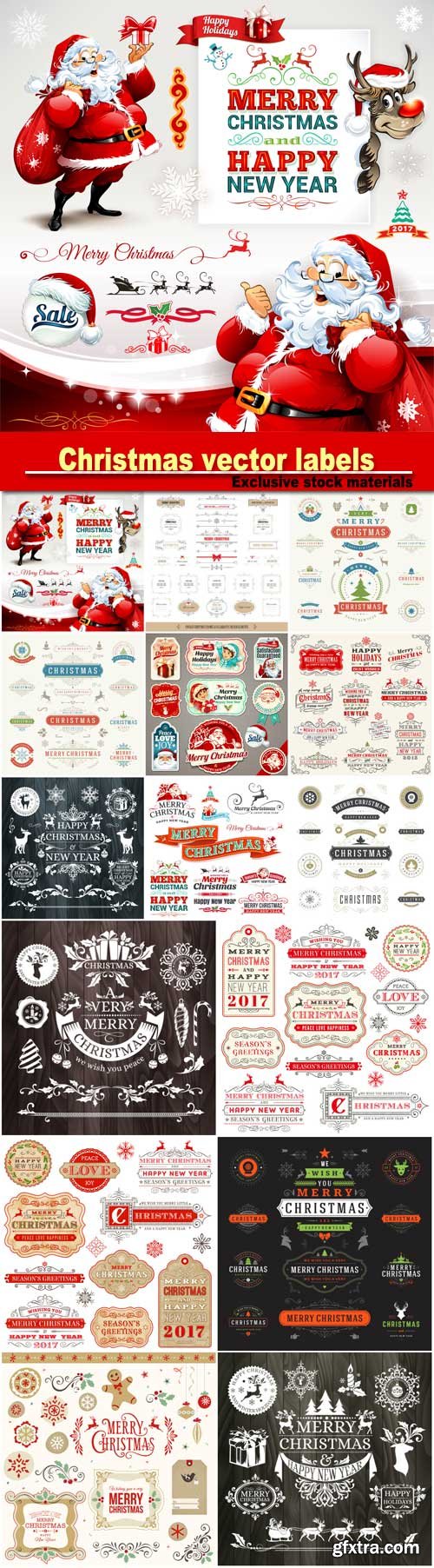 Collection of elegant christmas vector labels