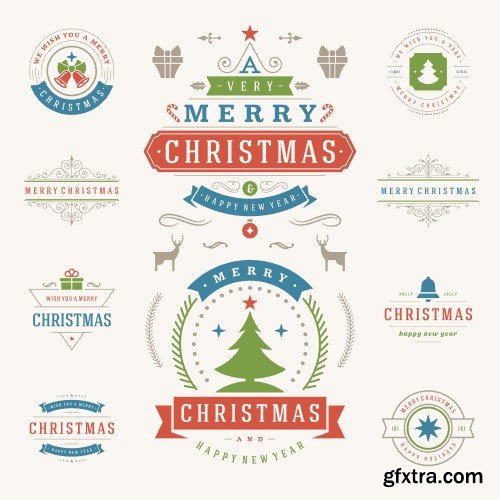 Collection of elegant christmas vector labels