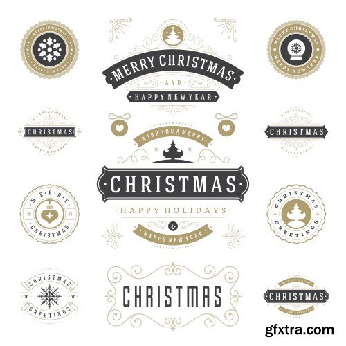 Collection of elegant christmas vector labels