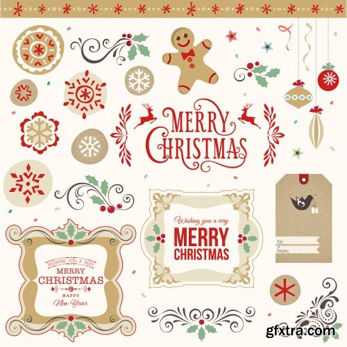 Collection of elegant christmas vector labels