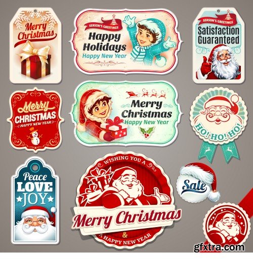 Collection of elegant christmas vector labels